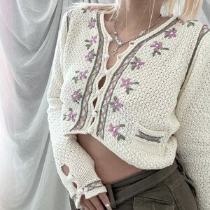 NWT LoveShackFancy Flynn Cropped Cardigan Sweater
